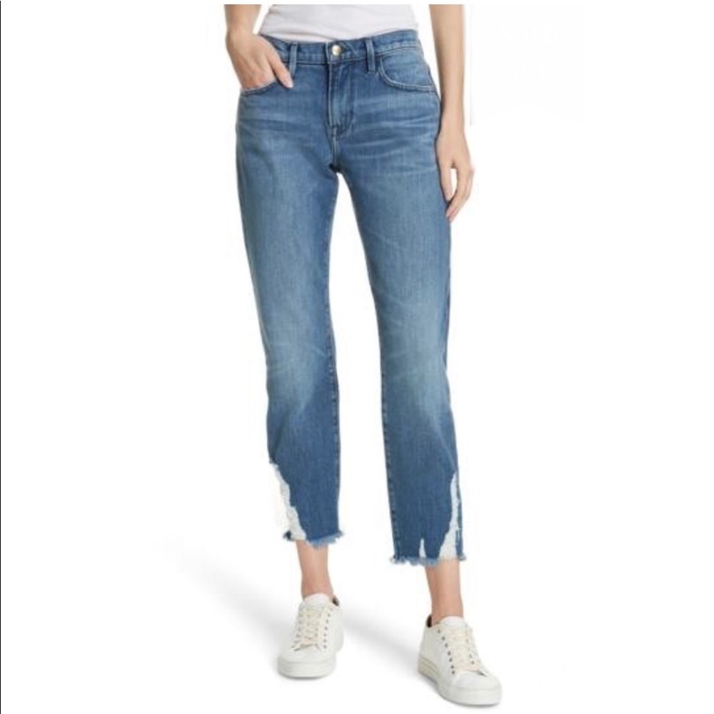 NEW ⢠Frame ⢠Le Boy Ripped Straight Leg Jeans 23